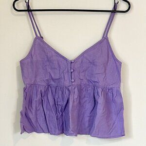 NWT Abound Purple Sleeveless V-Neck Ruffle Hem Tank Top - Size: XXS